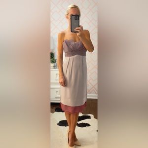 NWOT, BCBGMaxaria Runway, silk & chiffon strapless cocktail dress, size S